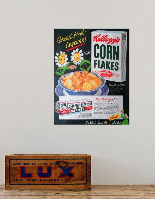 Kelloggs Corn Flakes - original reklame plakat