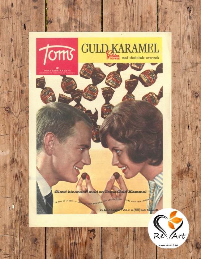 Original retro og plakat| Toms GuldKaramel reklame