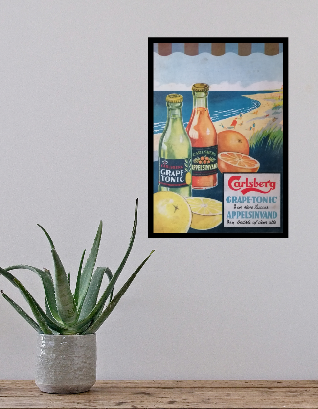Carlsberg Grape Tonic og Appelsinvand - original reklame plakat