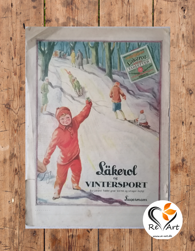 Läkerol og Vintersport - Original Reklameplakat