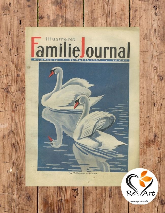 26. marts 1935 - Original forside fra familiejournalen med 2 svaner