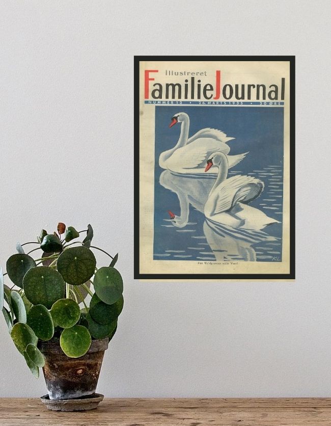 26. marts 1935 - Original forside fra familiejournalen med 2 svaner