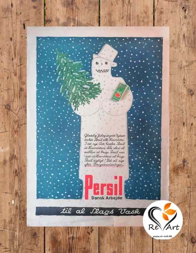 persil reklame, snemand, jule retro kunst |RE-ART.DK