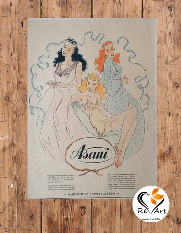 Reklame plakat for Asani undertøj fra RE-Art | RETRO PLAKATER | RE-ART.DK