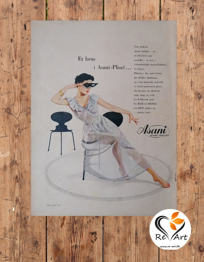 Reklame plakat for Asani undertøj fra RE-Art | RETRO PLAKATER | RE-ART.DK