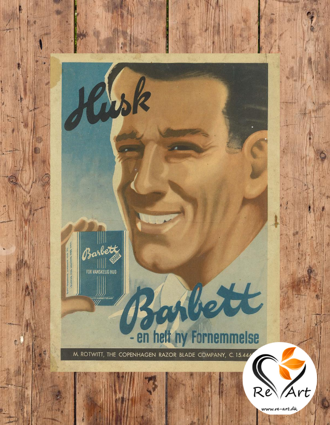 Barbett barberblade - Original reklame plakat fra 50'erne