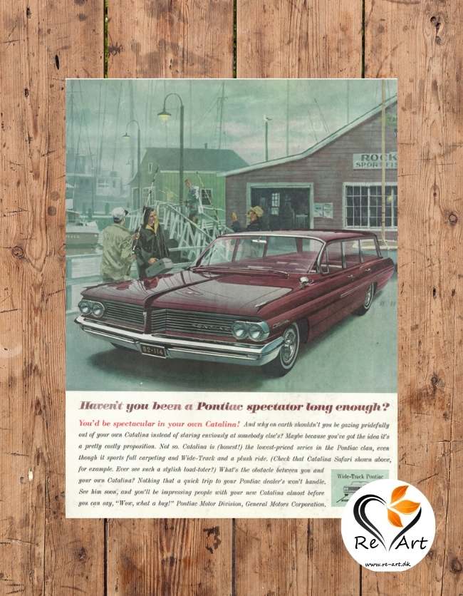 Vandret rygrad stramt Original retro og vintage plakat| Bilreklame Pontiac |RE-ART.DK
