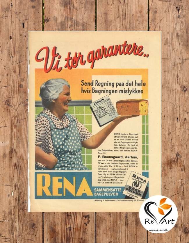 Rena bagepulver - Original reklame plakat