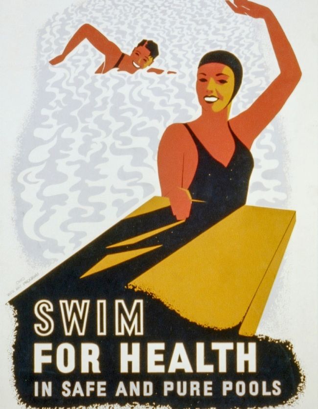 Svømme plakat | Vintage og posters | RE-ART.DK