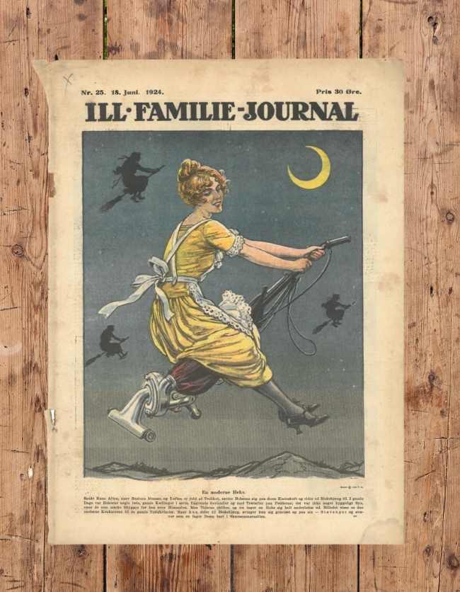 Originalt motiv af "En Moderne Heks". Motivet er fra Illustreret Familie Journalen fra  18. Juni 1924.