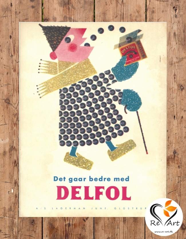 Original delfol reklame | Danmarks største udvalg af original vintage kunst | Re-Art.dk