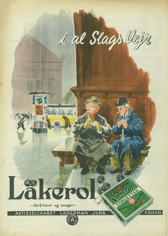I al Slags Vejr - Läkerol af Des Asmussen - Vintage og retro plakat