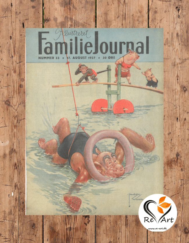 Original illustration | Lawson Wood | livredderen | Familie Journalen Nr. 33. 17 August 1937  | kan købes på www.re-art.dk