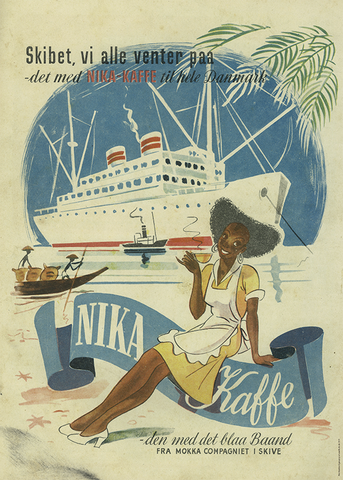 Nika-Kaffe - Kaffe plakat - cirkelpigen - Vintage og Retro PlakatMokka Compagniet - re-art