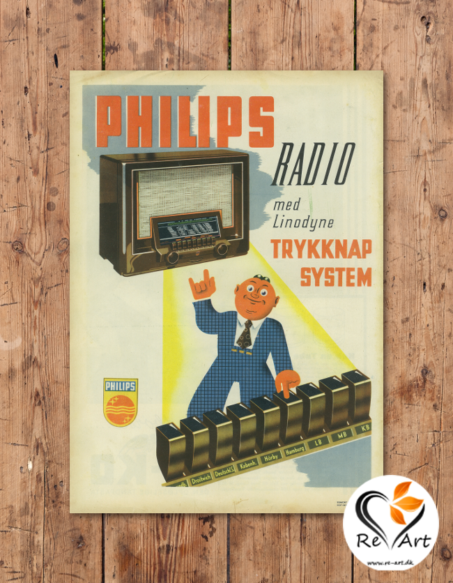 Radio med Linodyne Trykknap System (Philips) - re-art