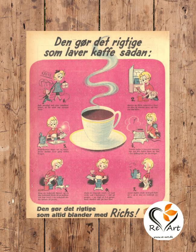 Original opskrift på Kaffebrygning | Sådan brygger du en god kop kaffe fra Richs | købes hos RE-ART.DK