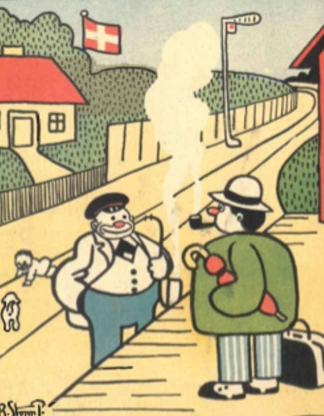 Plakat som er malet af storm p..Vintage Plakaten viser to mænd og hedder klodshans